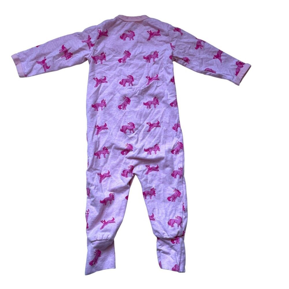 Monica + Andy Organic Cotton Baby Footie Pajamas | Pink Unicorn Print 6-9 M - Picture 2 of 5